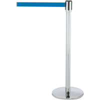 Slimline TensaBarrier&reg; Barrier Post, Steel, 38" H, Blue Tape, 7.5' Tape Length Helyx Safety & Industrial Supplies