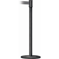 Slimline TensaBarrier&reg; Barrier Post, Steel, 38" H, Black Tape, 7.5' Tape Length Helyx Safety & Industrial Supplies