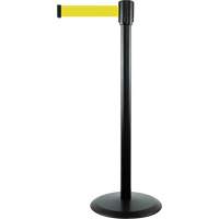 Slimline TensaBarrier&reg; Barrier Post, Steel, 38" H, Yellow Tape, 7.5' Tape Length Helyx Safety & Industrial Supplies