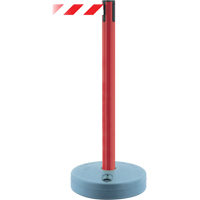 Outdoor TensaBarrier&reg; Barrier Post, Plastic, 37" H, White/Red Tape, 13' Tape Length Helyx Safety & Industrial Supplies