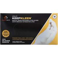 Gants jetables de calibre examen m&eacute;dical KeepKleen, Grand, Latex, 5 mils, Sans poudre, Blanc, Classe 2 Helyx Safety & Industrial Supplies