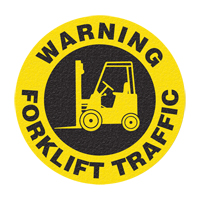 "Warning Forklift Traffic" Floor Sign, Adhesive, English with Pictogram Helyx Safety & Industrial Supplies