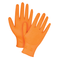 Gants de poids lourd Gripper, Grand, Nitrile, 7 mils, Sans poudre, Orange Helyx Safety & Industrial Supplies