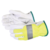 Gants de conducteur haute visibilit&eacute; avec bandes r&eacute;fl&eacute;chissantes Endura, Grand, Paume en Cuir fleur de ch&egrave;vre Helyx Safety & Industrial Supplies