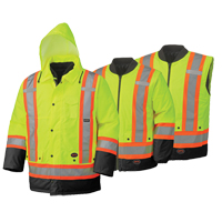 5021BB Waterproof 6-in-1 Safety Parka, High Visibility Lime-Yellow, 2X-Large Helyx Safety & Industrial Supplies