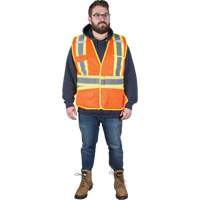 Flame-Resistant Surveyor Vest, High Visibility Orange, Medium, Polyester Helyx Safety & Industrial Supplies