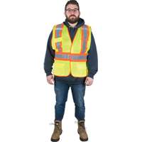 Flame-Resistant Surveyor Vest, High Visibility Lime-Yellow, Medium, Polyester Helyx Safety & Industrial Supplies