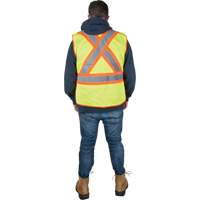Flame-Resistant Surveyor Vest, High Visibility Lime-Yellow, Medium, Polyester Helyx Safety & Industrial Supplies