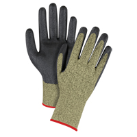 Gants &eacute;lastiques sans coutures r&eacute;sistants &agrave; la coupe noir & jaune, Taille Petit/7, Calibre 13, Rev&ecirc;tement Mousse de nitrile, Enveloppe en Aramide, ASTM ANSI niveau A6 Helyx Safety & Industrial Supplies