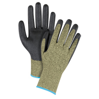 Gants &eacute;lastiques sans coutures r&eacute;sistants &agrave; la coupe noir & jaune, Taille T-Grand/10, Calibre 13, Rev&ecirc;tement Mousse de nitrile, Enveloppe en Aramide, ASTM ANSI niveau A6 Helyx Safety & Industrial Supplies