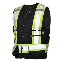 Veste de s&eacute;curit&eacute; pour arpenteur, Noir, Grand, Polyester Helyx Safety & Industrial Supplies