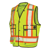 Veste de s&eacute;curit&eacute; pour arpenteur, Jaune lime haute visibilit&eacute;, T-Grand, Polyester Helyx Safety & Industrial Supplies