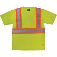 T-shirt de s&eacute;curit&eacute; avec poche &agrave; manches courtes, Polyester, Grand, Jaune lime haute visibilit&eacute; Helyx Safety & Industrial Supplies