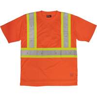T-shirt de s&eacute;curit&eacute; avec poche &agrave; manches courtes, Polyester, Grand, Orange haute visibilit&eacute; Helyx Safety & Industrial Supplies