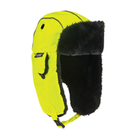 Chapeau de trappeur classique N-Ferno 6802, Doublure en Fourrure synth&eacute;tique, Moyen/Petit, Vert lime haute visibilit&eacute; Helyx Safety & Industrial Supplies
