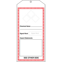 GHS Jumbo Tags, Cardstock, 3-7/8" W x 8-1/2" H, English Helyx Safety & Industrial Supplies