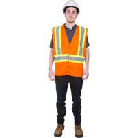 Traffic Safety Vest, High Visibility Orange, Medium, Polyester Helyx Safety & Industrial Supplies