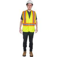 Traffic Safety Vest, High Visibility Lime-Yellow, Medium, Polyester Helyx Safety & Industrial Supplies
