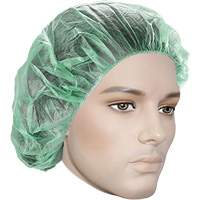 Bouffant Caps, Polypropylene, 21", Green Helyx Safety & Industrial Supplies