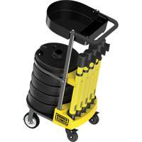 PLUS Barrier Post Cart Kit with Tray, 75' L, Metal, Yellow Helyx Safety & Industrial Supplies