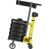 PLUS Barrier Post Cart Kit with Tray, 75' L, Metal, Yellow Helyx Safety & Industrial Supplies