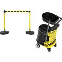 Chariot de transport avec plateau pour barri&egrave;re PLUS, 75' lo, M&eacute;tal, Jaune Helyx Safety & Industrial Supplies