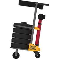 Chariot de transport avec plateau pour barri&egrave;re PLUS, 75' lo, M&eacute;tal, Rouge Helyx Safety & Industrial Supplies