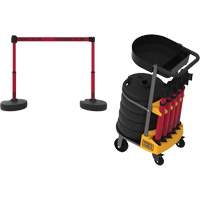 Chariot de transport avec plateau pour barri&egrave;re PLUS, 75' lo, M&eacute;tal, Rouge Helyx Safety & Industrial Supplies