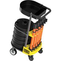 Chariot de transport avec plateau pour barri&egrave;re PLUS, 75' lo, M&eacute;tal, Orange Helyx Safety & Industrial Supplies