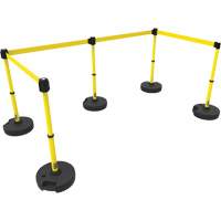 Ensemble de cinq montants pour barri&egrave;re PLUS, Plastique, 42" h, Ruban Jaune, Longueur du ruban 15' Helyx Safety & Industrial Supplies