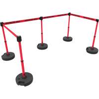 Ensemble de cinq montants pour barri&egrave;re PLUS, Plastique, 42" h, Ruban Rouge, Longueur du ruban 15' Helyx Safety & Industrial Supplies