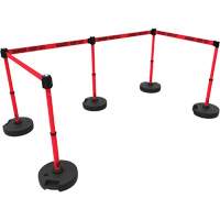 Ensemble de cinq montants pour barri&egrave;re PLUS, Plastique, 42" h, Ruban Rouge, Longueur du ruban 15' Helyx Safety & Industrial Supplies