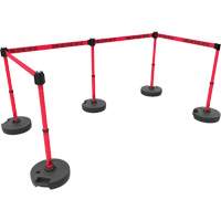PLUS Barrier Post Set X5, Plastic, 42" H, Red Tape, 15' Tape Length Helyx Safety & Industrial Supplies
