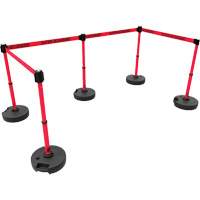 PLUS Barrier Post Set X5, Plastic, 42" H, Red Tape, 15' Tape Length Helyx Safety & Industrial Supplies