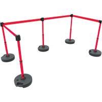 PLUS Barrier Post Set X5, Plastic, 42" H, Red Tape, 15' Tape Length Helyx Safety & Industrial Supplies