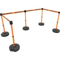 PLUS Barrier Post Set X5, Plastic, 42" H, Orange Tape, 15' Tape Length Helyx Safety & Industrial Supplies