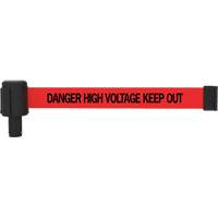Cassette de banni&egrave;re PLUS, Danger High Voltage Keep Out, 15', Ruban Rouge Helyx Safety & Industrial Supplies