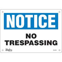 Enseigne No Trespassing, 7" x 10", Plastique, Anglais Helyx Safety & Industrial Supplies