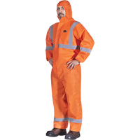 2077 Hooded Coveralls with Reflective Tape, Small, Orange, SMS Helyx Safety & Industrial Supplies