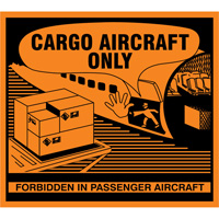"Cargo Aircraft Only" Handling Labels, 4-3/4" L x 4-1/4" W, Orange Helyx Safety & Industrial Supplies