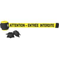 Barri&egrave;re &agrave; fixation murale, Plastique, Fixation magn&eacute;tique, 30', Ruban Jaune Helyx Safety & Industrial Supplies