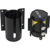 Wall Mount Barrier with Magnetic Tape, Steel, Screw Mount, 7', Black and Yellow Tape Helyx Safety & Industrial Supplies