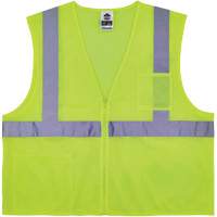 GloWear 8256Z Self-Extinguishing Safety Vest, High Visibility Lime-Yellow, Medium/Small, Polyester Helyx Safety & Industrial Supplies