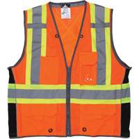 Veste de s&eacute;curit&eacute; pour arpenteur, Orange haute visibilit&eacute;, Grand, Polyester Helyx Safety & Industrial Supplies
