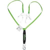 Miller&reg; HP Shock-Absorbing Lanyard, 6', Scaffold Hook Center, Locking Snap Hook Leg Ends, Polyester Helyx Safety & Industrial Supplies