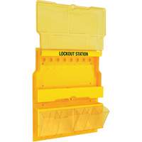 Station de verrouillage de luxe avec couvercle et &eacute;tiquettes trilingues, Cadenas Aucune, Capacit&eacute; de 32, Cadenas Non compris Helyx Safety & Industrial Supplies