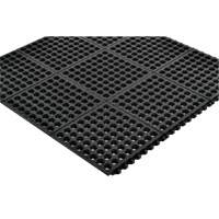 Tapis antifatigue &agrave; imbrication Cushion-Ease 550, &agrave; fentes, 3' x 3' x 3/4", Noir, Caoutchouc Helyx Safety & Industrial Supplies