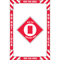 "Red Tag Holding Area" Floor Marking Kit, Adhesive, English with Pictogram Helyx Safety & Industrial Supplies