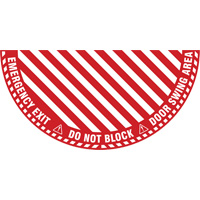 "Emergency Exit" Half Circle Swing Door Floor Sign, Adhesive, English with Pictogram Helyx Safety & Industrial Supplies