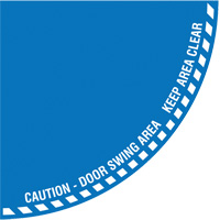 "Caution" Quarter Circle Swing Door Floor Sign, Adhesive, English with Pictogram Helyx Safety & Industrial Supplies
